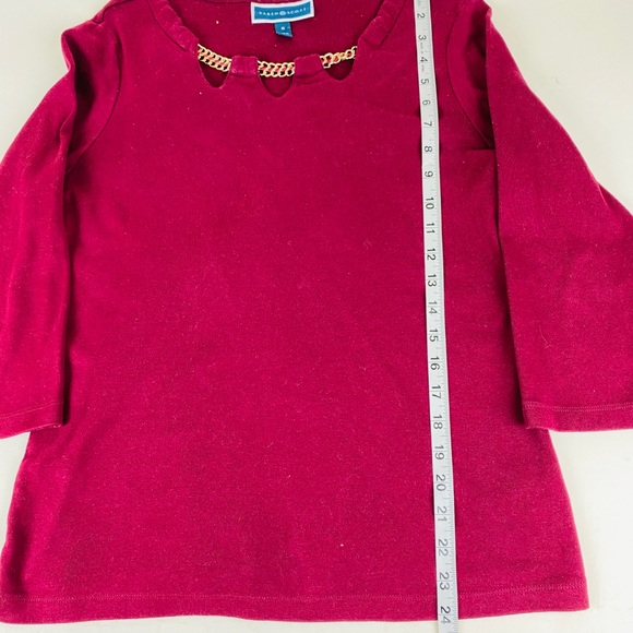 Karen Scott- Maroon Long Sleeves Top. Size Medium. - Picture 2 of 5